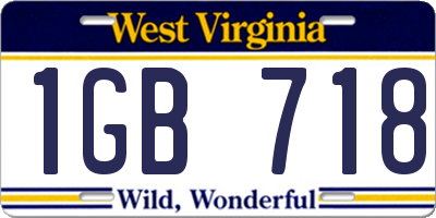 WV license plate 1GB718