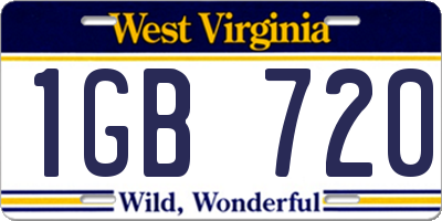 WV license plate 1GB720