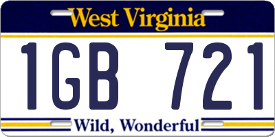 WV license plate 1GB721