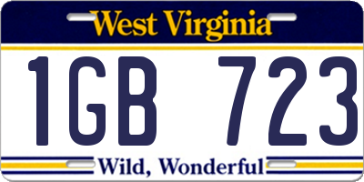 WV license plate 1GB723