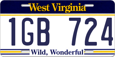 WV license plate 1GB724