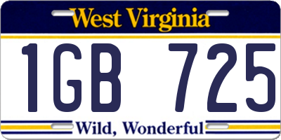WV license plate 1GB725
