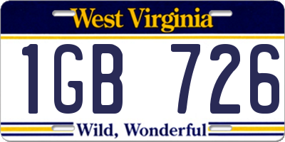 WV license plate 1GB726