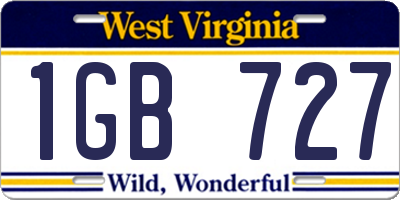 WV license plate 1GB727