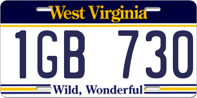 WV license plate 1GB730
