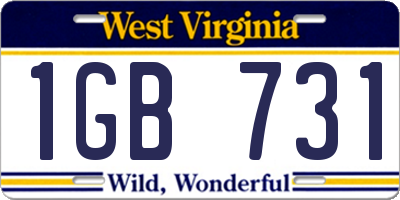 WV license plate 1GB731