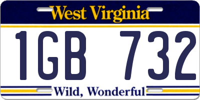 WV license plate 1GB732