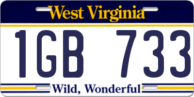 WV license plate 1GB733