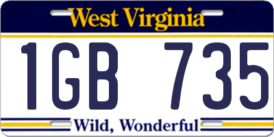 WV license plate 1GB735