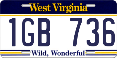 WV license plate 1GB736