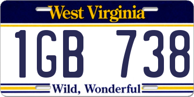 WV license plate 1GB738