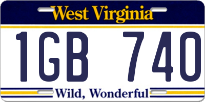 WV license plate 1GB740