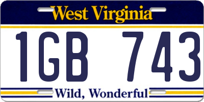 WV license plate 1GB743