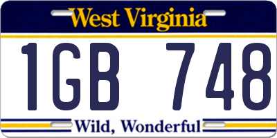 WV license plate 1GB748