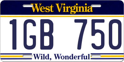 WV license plate 1GB750