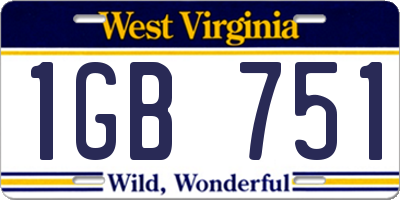 WV license plate 1GB751