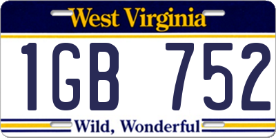 WV license plate 1GB752