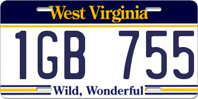 WV license plate 1GB755