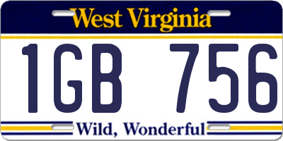 WV license plate 1GB756