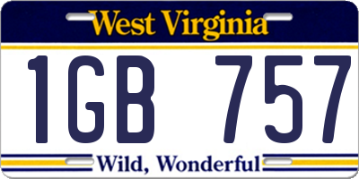 WV license plate 1GB757