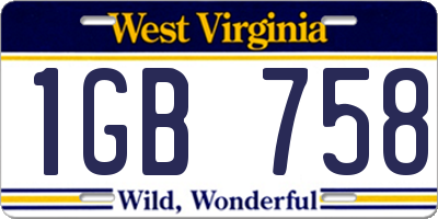 WV license plate 1GB758