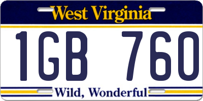 WV license plate 1GB760