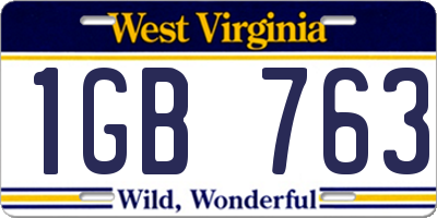 WV license plate 1GB763