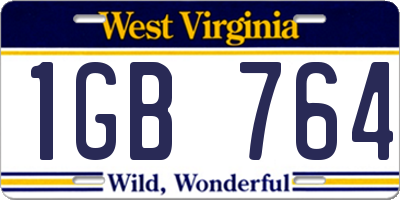 WV license plate 1GB764