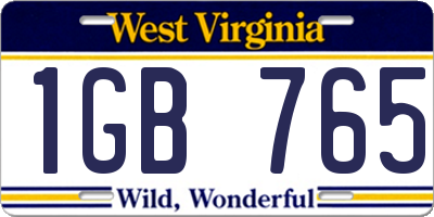 WV license plate 1GB765