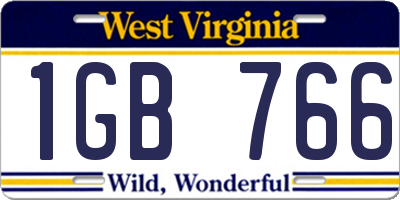WV license plate 1GB766