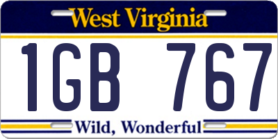 WV license plate 1GB767
