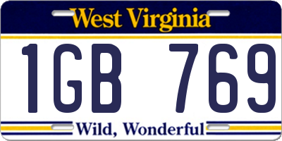 WV license plate 1GB769