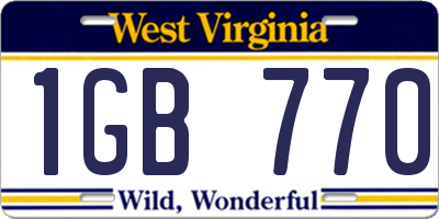 WV license plate 1GB770