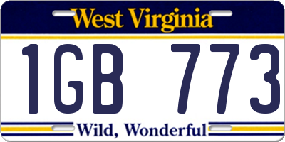 WV license plate 1GB773