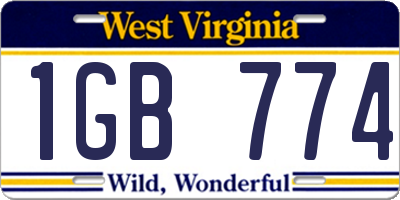 WV license plate 1GB774