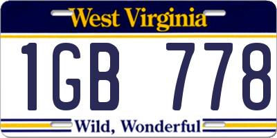 WV license plate 1GB778