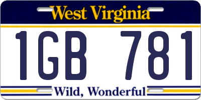WV license plate 1GB781