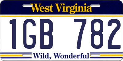 WV license plate 1GB782