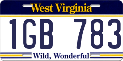 WV license plate 1GB783