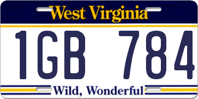 WV license plate 1GB784