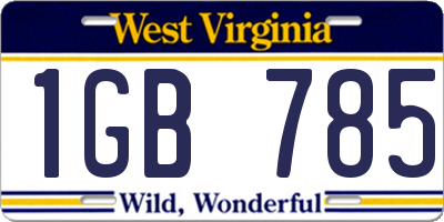 WV license plate 1GB785