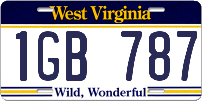 WV license plate 1GB787
