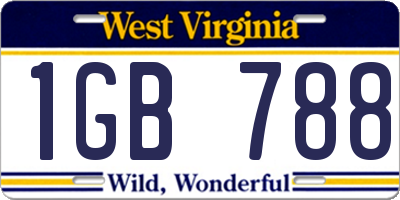 WV license plate 1GB788