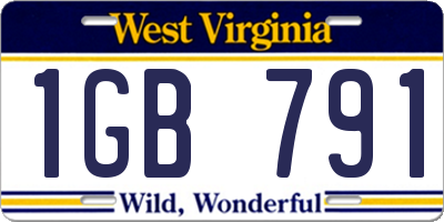 WV license plate 1GB791