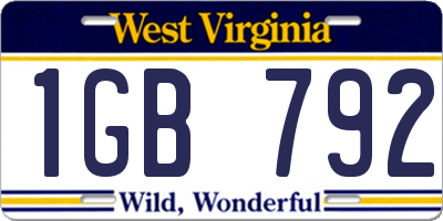 WV license plate 1GB792