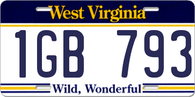 WV license plate 1GB793