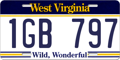 WV license plate 1GB797