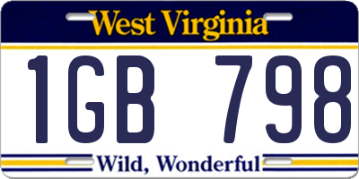 WV license plate 1GB798
