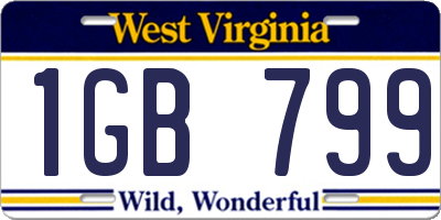 WV license plate 1GB799