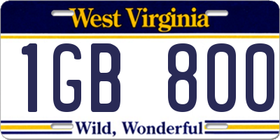 WV license plate 1GB800